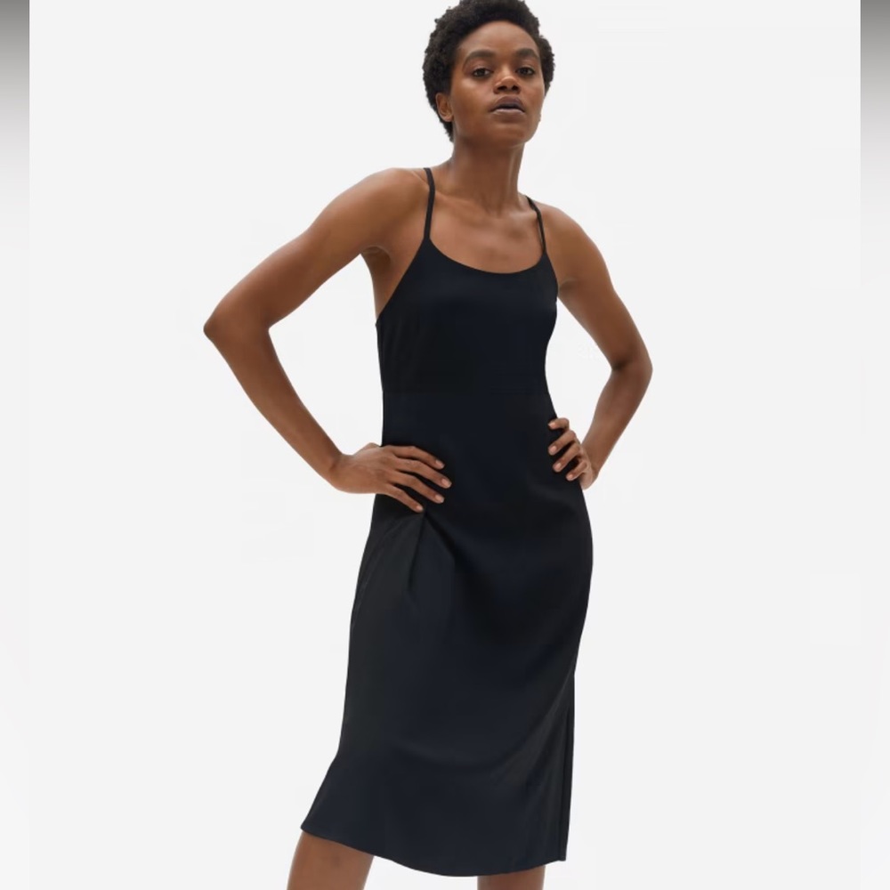 Everlane Black Midi Slip Dress